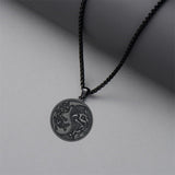 Sterling Silver Yin Yang Wolf Pendant Necklace