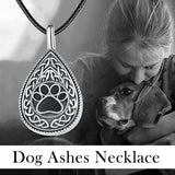 Sterling Silver Personalized Engraved Dog Paw Urn Necklace fo Ashes