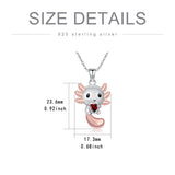 Sterling Silver 12 Month Birthstones Axolotl  Pendant Necklace