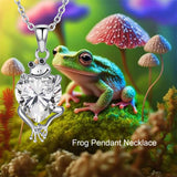 Sterling Silver Heart Birthstone Frog Pendant Necklace