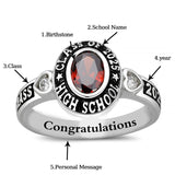 Sterling Silver Personalized Engraved Birthstone Class Ring Graduation Ring