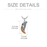 Sterling Silver Tiger Eye Wolf Teeth Pendant Necklace