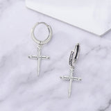 Sterling Silver Nail Cross Hoop Earrings