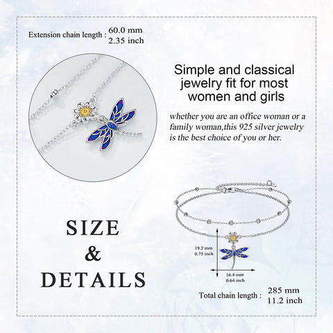 Sterling Silver Birthstone Dragonfly Butterfly Anklet & Irish Single Layer Anklet