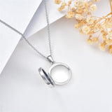 Sterling Silver Personalized Photo &Engraved Round Photo Necklace