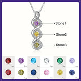 10K 14K 18K Gold Personalized Engraved &Birthstone Infinity Pendant Necklace