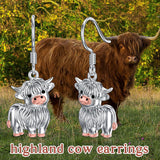 Highland Cow Earrings 925 Sterling Silver Highland Cow Dangle Drop Earring Jewelry for Women Christmas Birthday Gifts