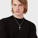 Sterling Silver 3 Nail Cross Pendant Necklace for Men