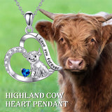 Sterling Silver 12 Months Birthstone Highland Cow Pendant Necklace