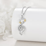 Unique Cat Necklace 925 Silver Music Symbols Note Treble Clef Pendant Necklace Cute Jewelry for Women Music Themed Gift