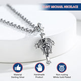 Sterling Silver Saint Michael Cross Pendant Necklace