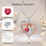 Sterling Silver  Rose Heart Birthstone Moissanite Pendant Necklace