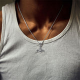 Sterling Silver Thor Hammer Pendant Necklace with Stainless Steel Chain