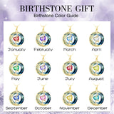 Sterling Silver Crystal Heart Birthstone Moon Star Pendant Necklace