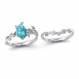 Sterling Silver 10K 14K 18K Gold 1ct Pear Shaped Gemstone Deco Vine Leaf Gemstone  Engagement Ring Wedding Ring Sets