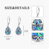 Sterling Silver Abalone Shell Filigree Dragonfly Butterfly Bee Hummingbird Leverback Earrings