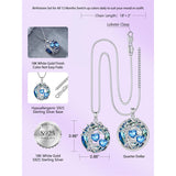 Sterling Silver 2 Heart Birthstone Austrian Crystal Tree of Life Pendant Necklaces