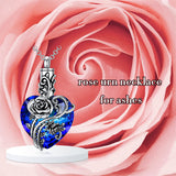 Sterling Silver Blue Crystal Rose Urn Necklace for Ashes