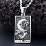 Sterling Silver Cat Moon Tarot Card Pendant Necklace