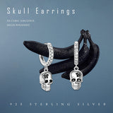 Sterling Silver Gothic Skull Dangle Earrings