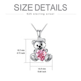 Sterling Silver Crystal Moonstone Teddy Bear Pendant Necklace