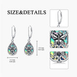 Sterling Silver Abalone Shell Filigree Dragonfly Butterfly Bee Hummingbird Leverback Earrings