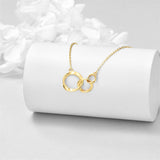 14K Gold Interlocking Circle & Three Sister Pendant Necklace