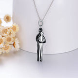 Hug Couple Necklace S925 Sterling Silver Hugging Necklace Anniversary Jewelry for Him and Her Lover Valentines Day Gift