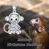 Sterling Silver Birthstone Monkey Pendant Necklace