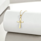 14K Gold Diamond Cross Pendant Necklace