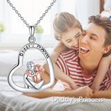 Sterling Silver Father Daughter Pendant Necklace with Engraved Words