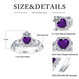 Sterling Silver 0.1 Cttw Natural Diamond Gemstone Heart Irish Claddagh Engagement Ring