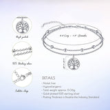 Tree of Life Anklets for Women S925 Sterling Silver Adjustable Beach Foot Ankle Bracelet Jewelry Gifts