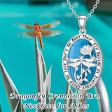 Sterling Silver Turquoise Dragonfly Urn Necklace for Ashes with Engraved