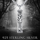 925 Sterling Silver Tree of Life Cremation Jewelry  Urn Necklace for Ashes for Men with 2.5mm 22"+2" Rolo Chain