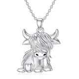 10K 14K 18K Highland Cow Pendent Necklace