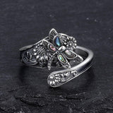 S925 Sterling Silver Turquoise Dragonfly/Butterfly/Highland Cow Spoon Ring Oxidized Wrap Ring  Gifts for Women Girls