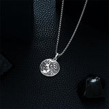 Sterling Silver Yin Yang Wolf Pendant Necklace