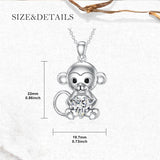 Sterling Silver Birthstone Monkey Pendant Necklace