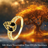 14k Real Gold  Tree of Life Onyx Ring Yellow Gold Gifts for Women