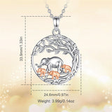 Sterling Silver Elephant with 1 2 3 Cubs Pendant Necklace