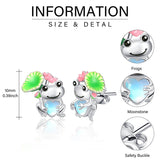 Moonstone Animal Stud Earrings for Women 925 Silver Hypoallergenic Cute Cartoon Animal Earrings  Jewelry Gifts