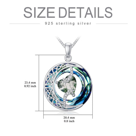 Sterling Silver Crystal Heart Birthstone Moon Star Pendant Necklace