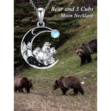 Sterling Silver Mama Bear with 3 4 5 Cubs Pendant Necklace