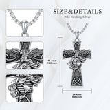 Sterling Silver Marines Cross Pendant Necklace for Men