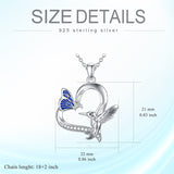 Sterling Silver Cubic Zirconia Hummingbird Pendant Necklace