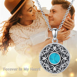 Sterling Silver Personalized Photo &Engraved Round Photo Necklace