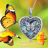 Sterling Silver Personalized Photo Engraved Abalone Shell Butterfly Dragonfly Urn Necklace for Ashes