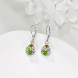 Sterling Silver Peridot Turquoise Abalone Shell Moonstone Black Onyx Dragonfly Leverback Earrings