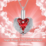 Crystal Urn Necklace For Ashes 925 Silver  Angel Wing  Cremation Necklace Heart  Urn Holder Necklaces For Women Memorial Jewelry